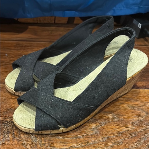 A.Co Shoes - Black Wedge Heels Sandals - size 10